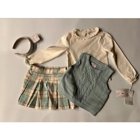 NWT Tommy Bahama Christmas Holiday Dress up Girls 4 Pc Sweater vest Skirt Sz 4T - Picture 2 of 13